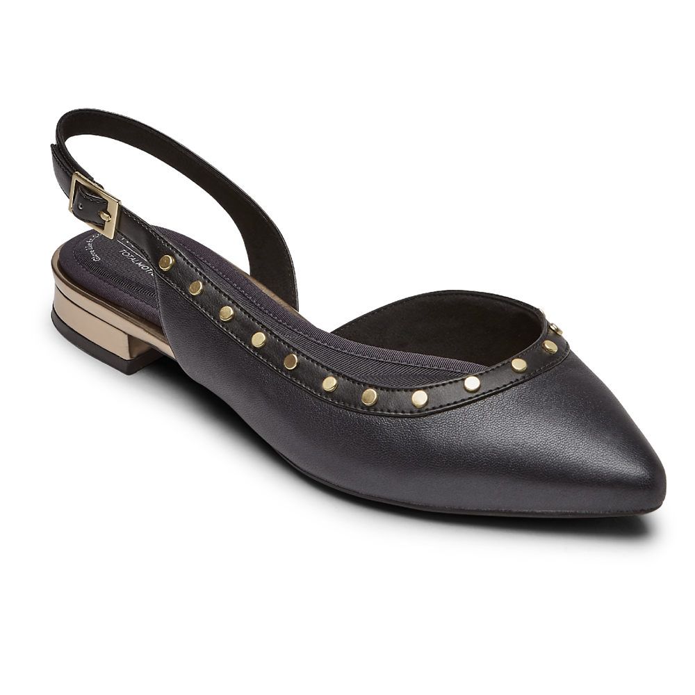 Rockport Womens Slingback Black - Total Motion Zuly Studded - UK 637-LNHXIP